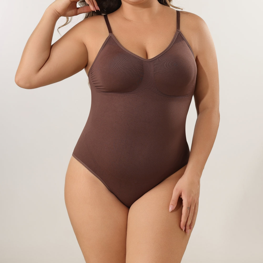 Women's Knitted Racerback Seamless Bodysuit Shapewear Brief