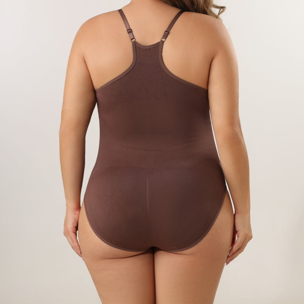 Women's Knitted Racerback Seamless Bodysuit Shapewear Brief