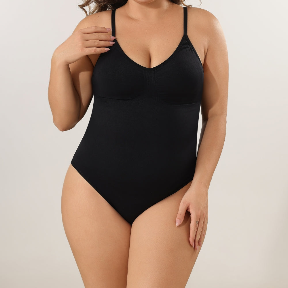 Women's Knitted Racerback Seamless Bodysuit Shapewear Brief