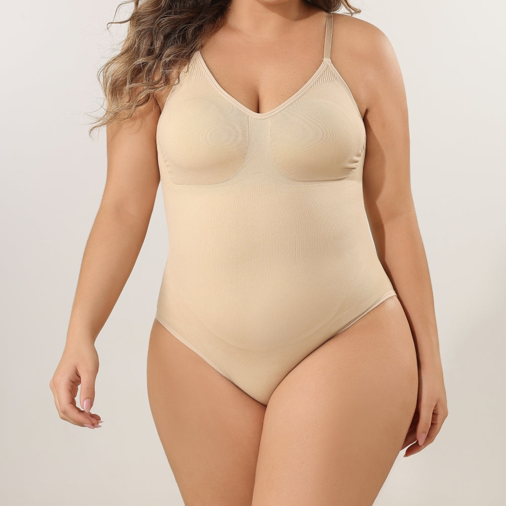 Women's Knitted Racerback Seamless Bodysuit Shapewear Brief