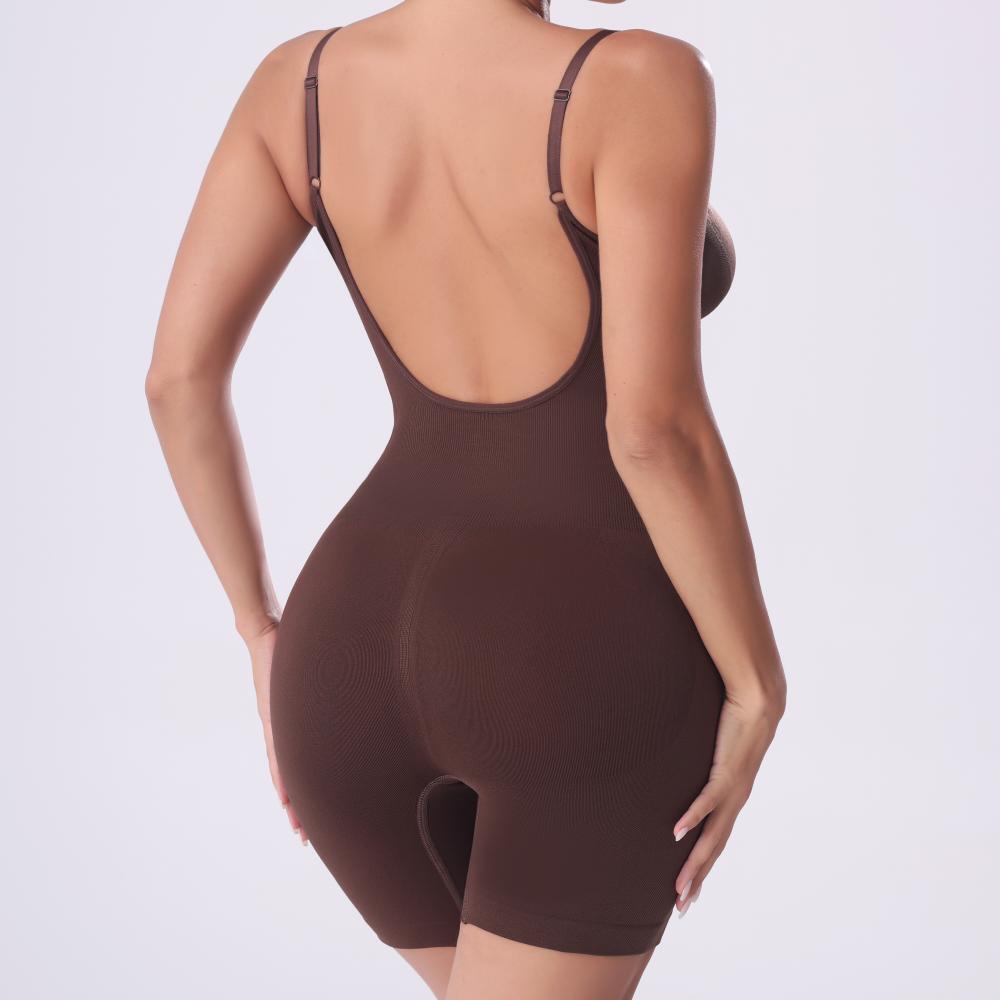 Women's Knitted Seamless Bodysuit Shapewear Low Back Boyshorts